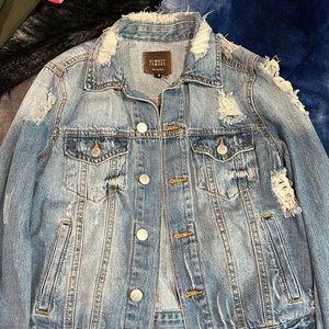 Small ripped light blue Jean jacket